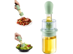 Dispensador de óleo com escova – Dispensador de óleo de vidro 2 em 1 com escova de silicone extensível para cozinhar.