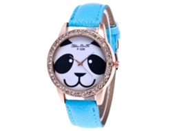 Relógio de pulso de quartzo com estampa de panda fofa, ideal para mulheres e meninas, azul.
