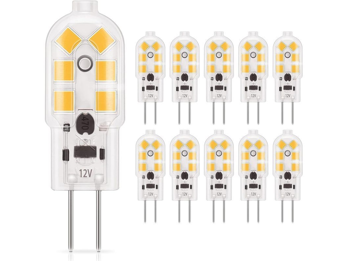 lâmpada Led G4 1,5w 120lm 12v Branco Quente 3000k Substitui 20w Halógena Pacote de 10 Classe e