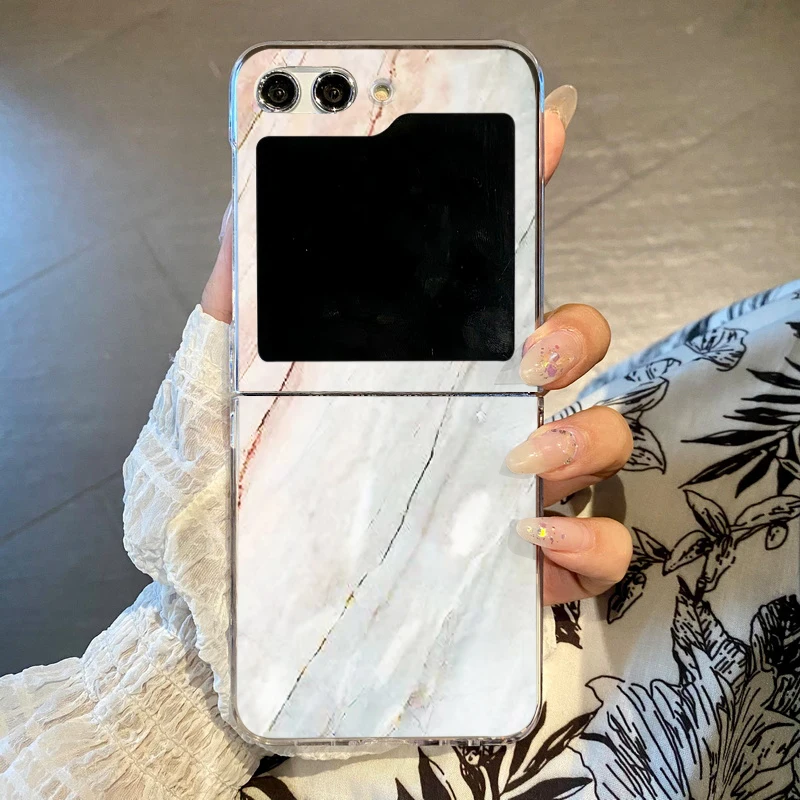 (a645) Capa Para Celular Galaxy Z Flip5 Com Estampa De Mármore