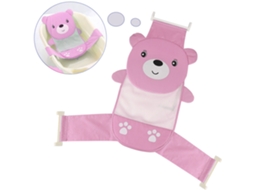 Mali rede Ajustável de Suporte para Banheira Bebê Urso Rosa com Algodão Confortável 58x67cm