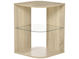 Mesa auxiliar moderna LAMAISON com 3 prateleiras, 40x40x56cm, madeira natural