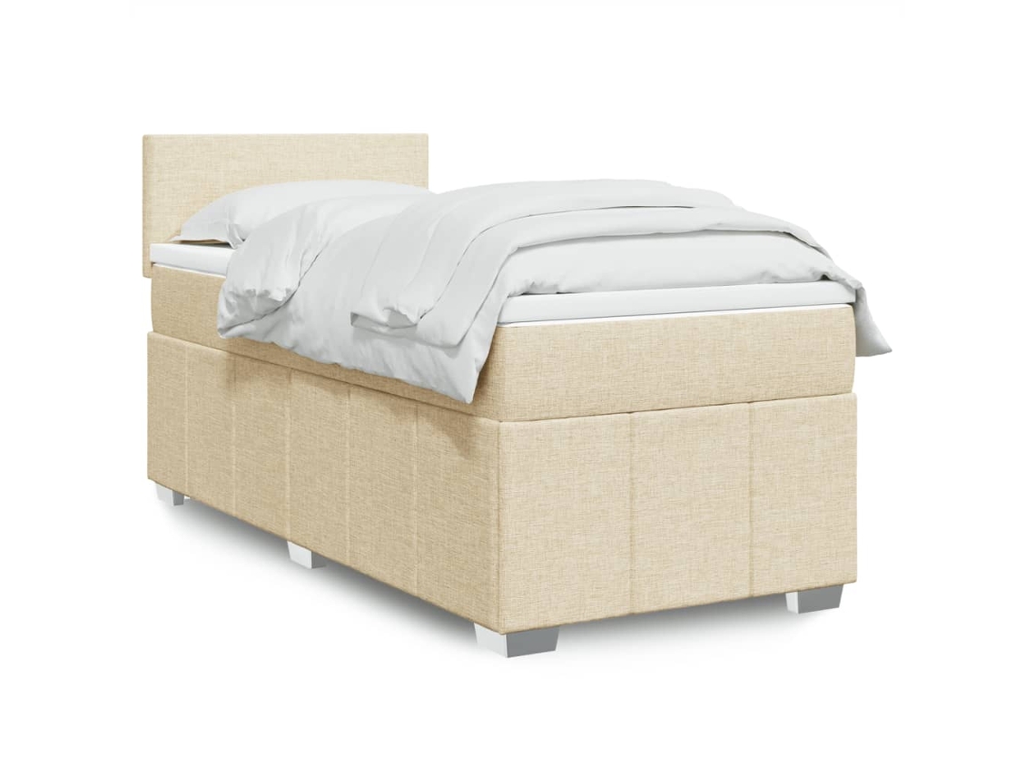 Cama Com Molas/colchão 80x200 Cm Tecido Cor Crème