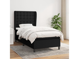 Cama Com Molas/colchão 80x200 Cm Tecido Preto