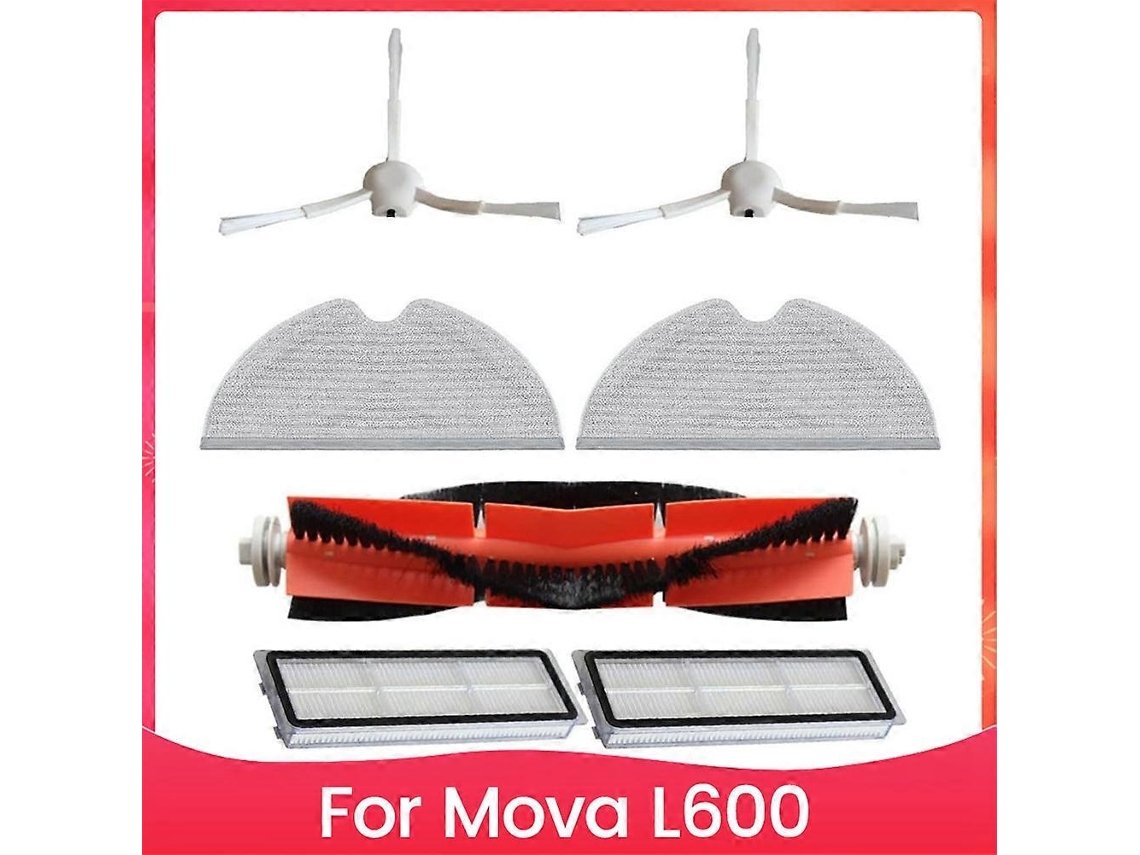 Acessórios Para O Aspirador Robô Mova L600: Peças De Reposição, Escova Lateral Principal, Filtro Hepa, Pano De Limpeza.