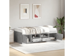 Cama De Solteiro | Camas Para Quarto | Sofá-cama Com Gavetas Sem Colchão 100x200 Cm Cinzento Cimento