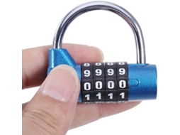 Cadeado De Combinação Com Código Segurança 4 Dígitos E Haste Larga Para Malas, Armários, Caixas E Lockers, Azul