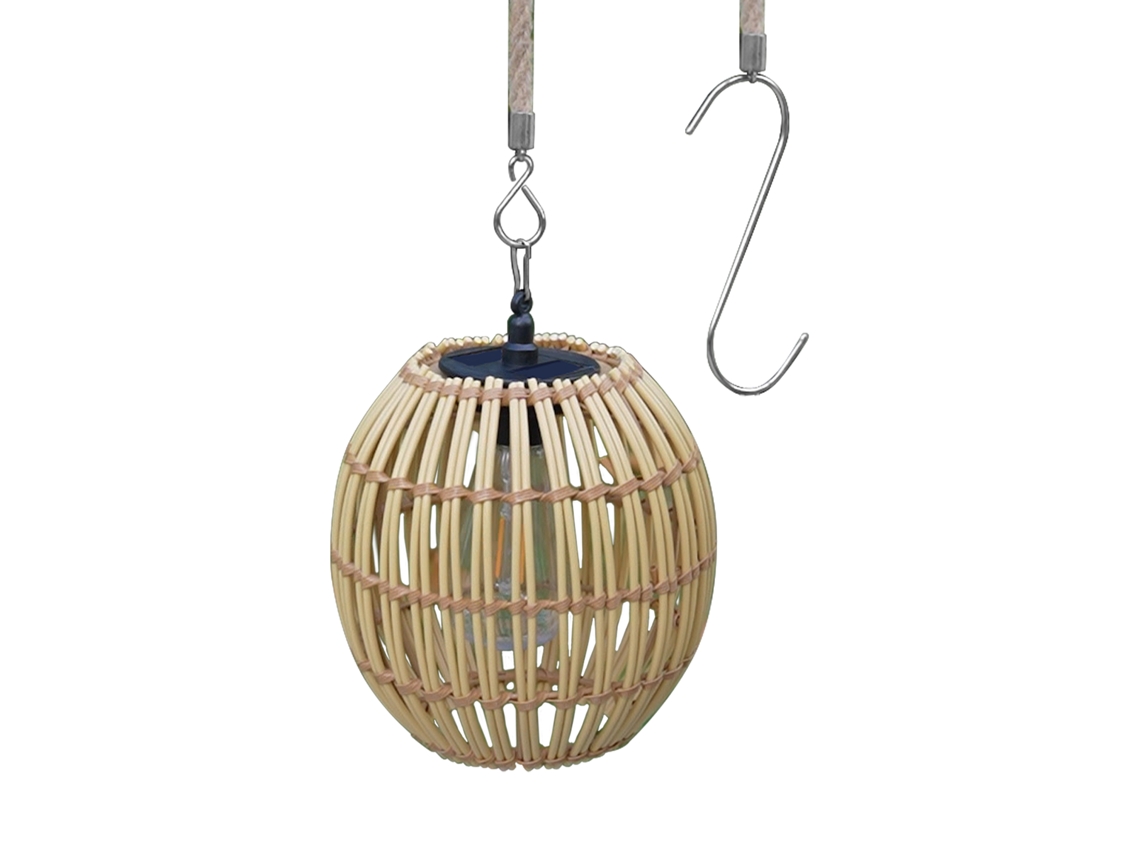 Lâmpada de Bambu Solar 3w 300mah Ip44 8h Luz Pendente Jardim Varanda Caminhos 150cm MARCA