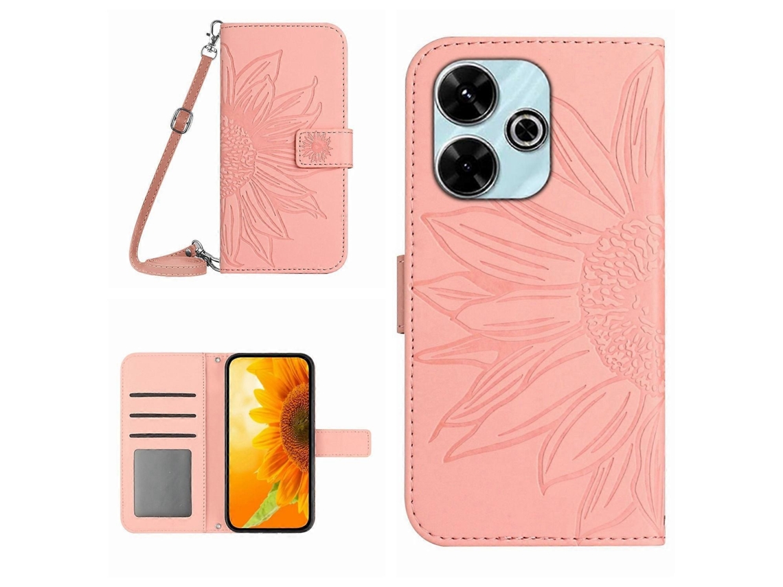 Capa De Celular De Couro Com Alça De Ombro Para Xiaomi Redmi 13 5g/13 4g