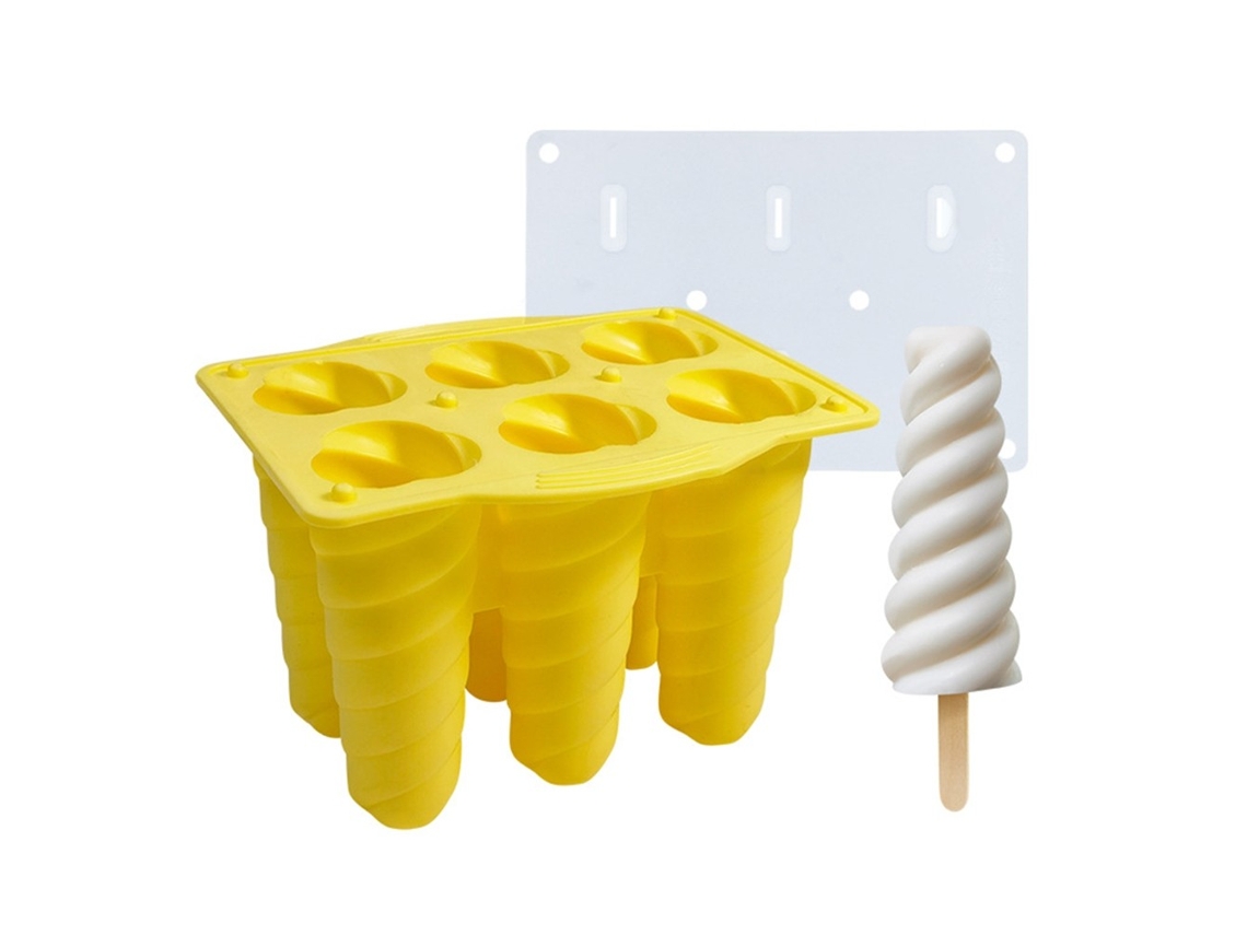 Molde De Sorvete Silicone Com 6 Cavidades Tampa, Formato Carambola, Picolé Diy