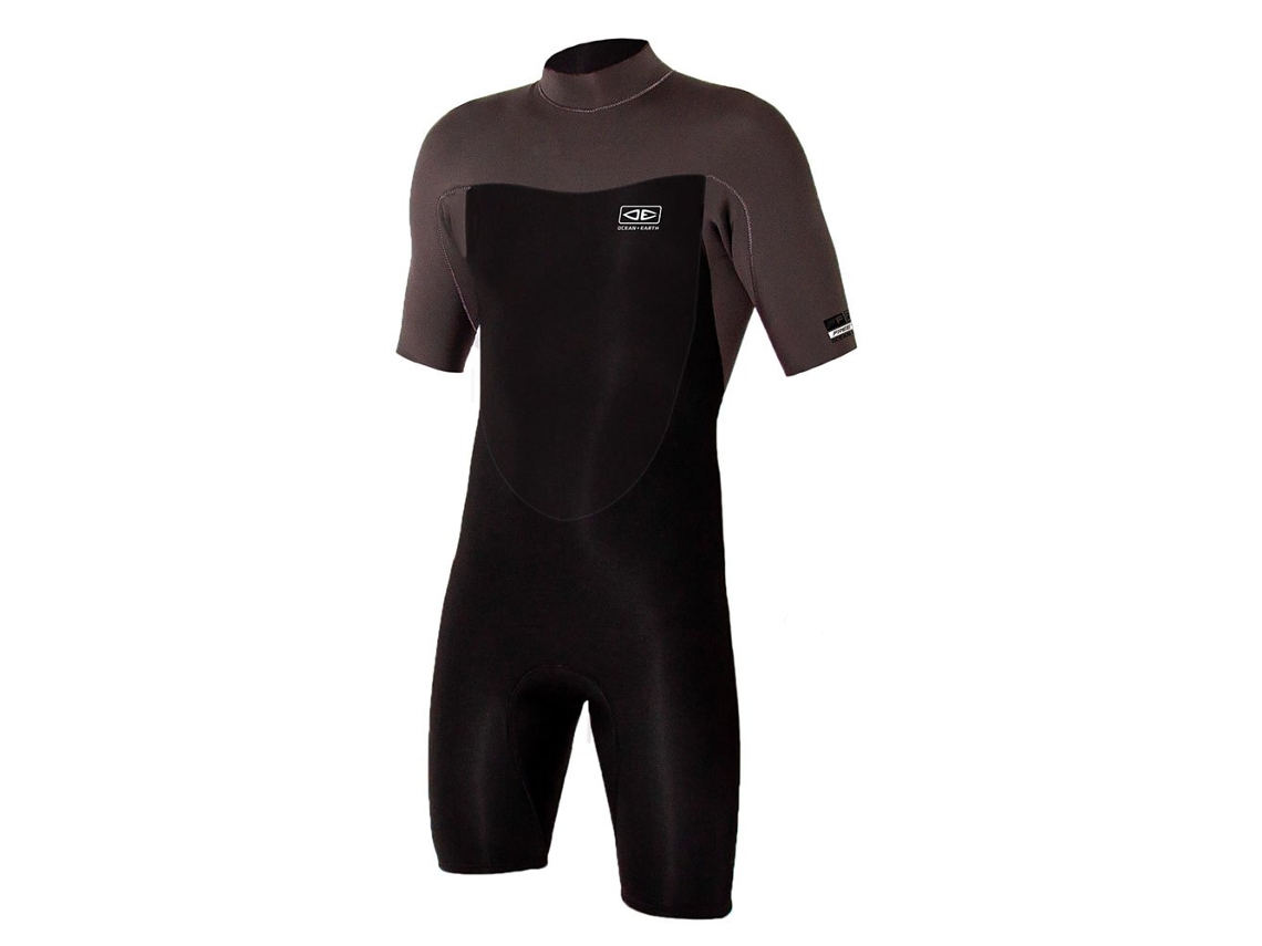 Terno de Neoprene Manga Curta com Zíper Nas Costas One Free Flex 2/2 Mm Preto Locean & Earth