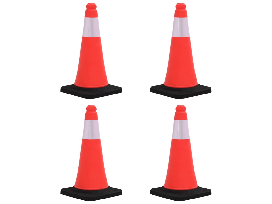 Vidaxl Cones De Sinalização Refletores Com Bases Pesadas 4 Pcs 50 Cm