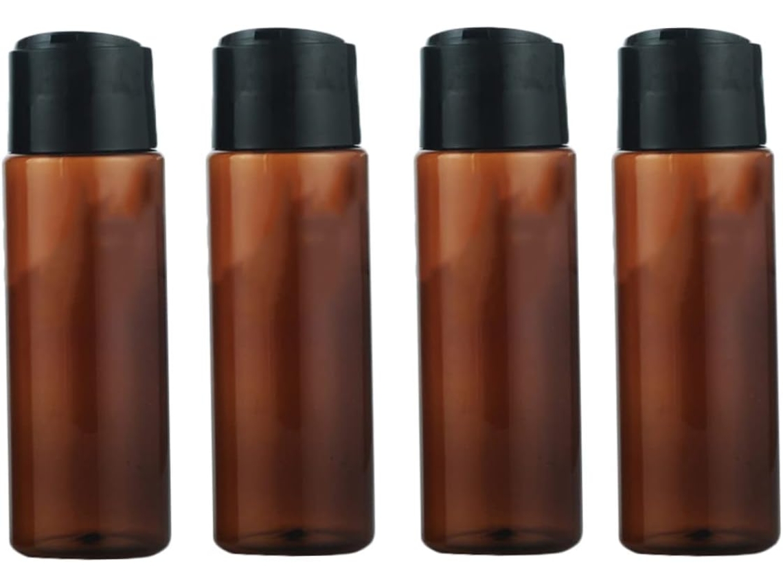 Conjunto De 4 Frascos Reutilizáveis Para Loção/emulsão Com Tampas