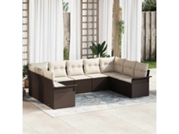 Vidaxl Conjunto de Sofá de Jardim 9 Pcs Castanho Vime Pe
