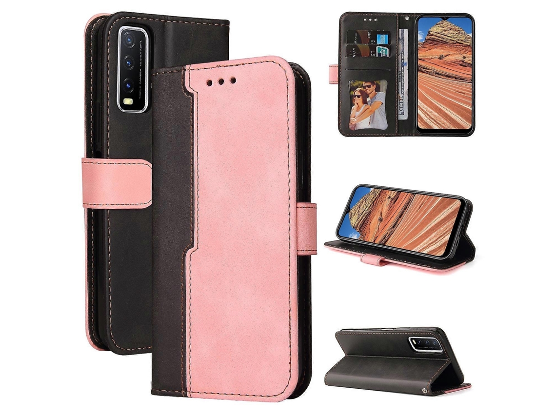 Capa De Couro Pu Com Flip Horizontal E Costura Colorida Para Vivo Y20 / Y20i / Y20s / Y12s / Y30, Com Suporte, Compartimentos Para Cartões E Porta-ret