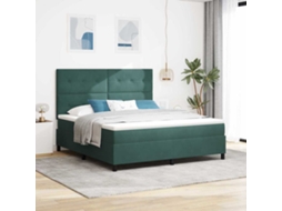 Vidaxl Cama Box Spring Led Verde Escuro 180 X 200 Cm Veludo