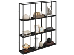 Prateleira de Parede Industrial com 9 Compartimentos, Metal, Preto | S/MARCA