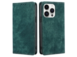Capa Quedas Bloqueio Rfid Para Iphone 15 Pro Pele Sintética Verde