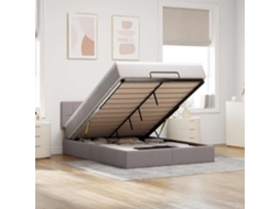 Cama Otomana Com Colchão 140x200 Cm Tecido Cinza