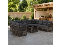 Vidaxl Conjunto De Sofá De Jardim 11 Unid. Cinzento Vime Pe