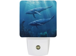 Luz noturna Baleia azul com LED e sensor crepuscular.