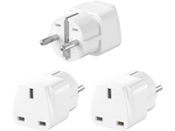 Conjunto De 3 Adaptadores Tomada Do Reino Unido Para A Europa, Adaptador De Viagem Do Reino Unido Para A Ue, De 3 Pinos Tipo G Do Reino Unido Para 2