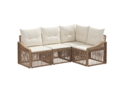 Vidaxl Conjunto De Sofá De Jardim 4 Pcs Bege Vime Pe