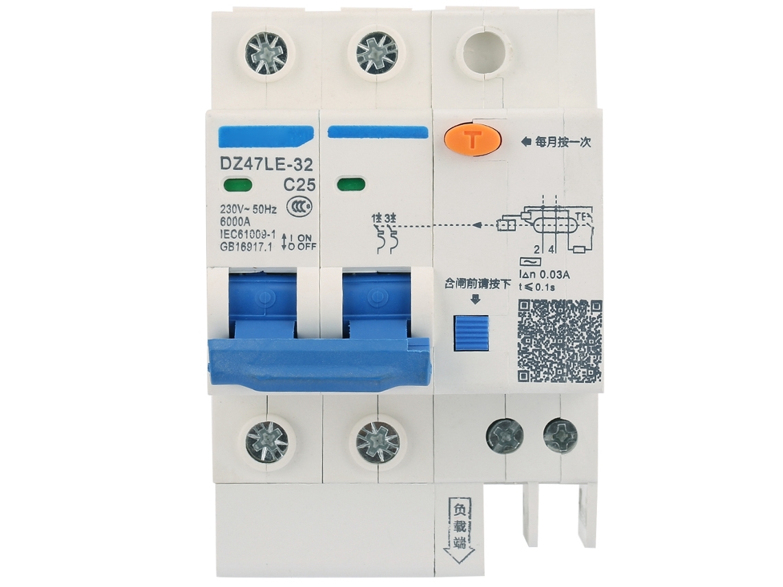 Interruptor de Circuito de Proteção Miniatura Dz47le 32 2p+2 25a 230v