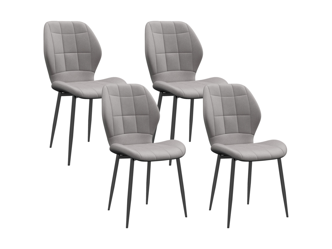 Conjunto de 4 Cadeiras Modernas para Cozinha e Sala de Estar com Estofado de Flanela. Cinza Ge