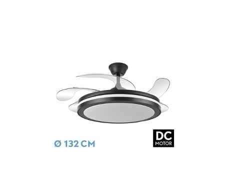 Ventilador De Teto Dc Esparta Maxi Regulável Com Controle Remoto Preto Fabrilamp (80w 3cct 10255lm)