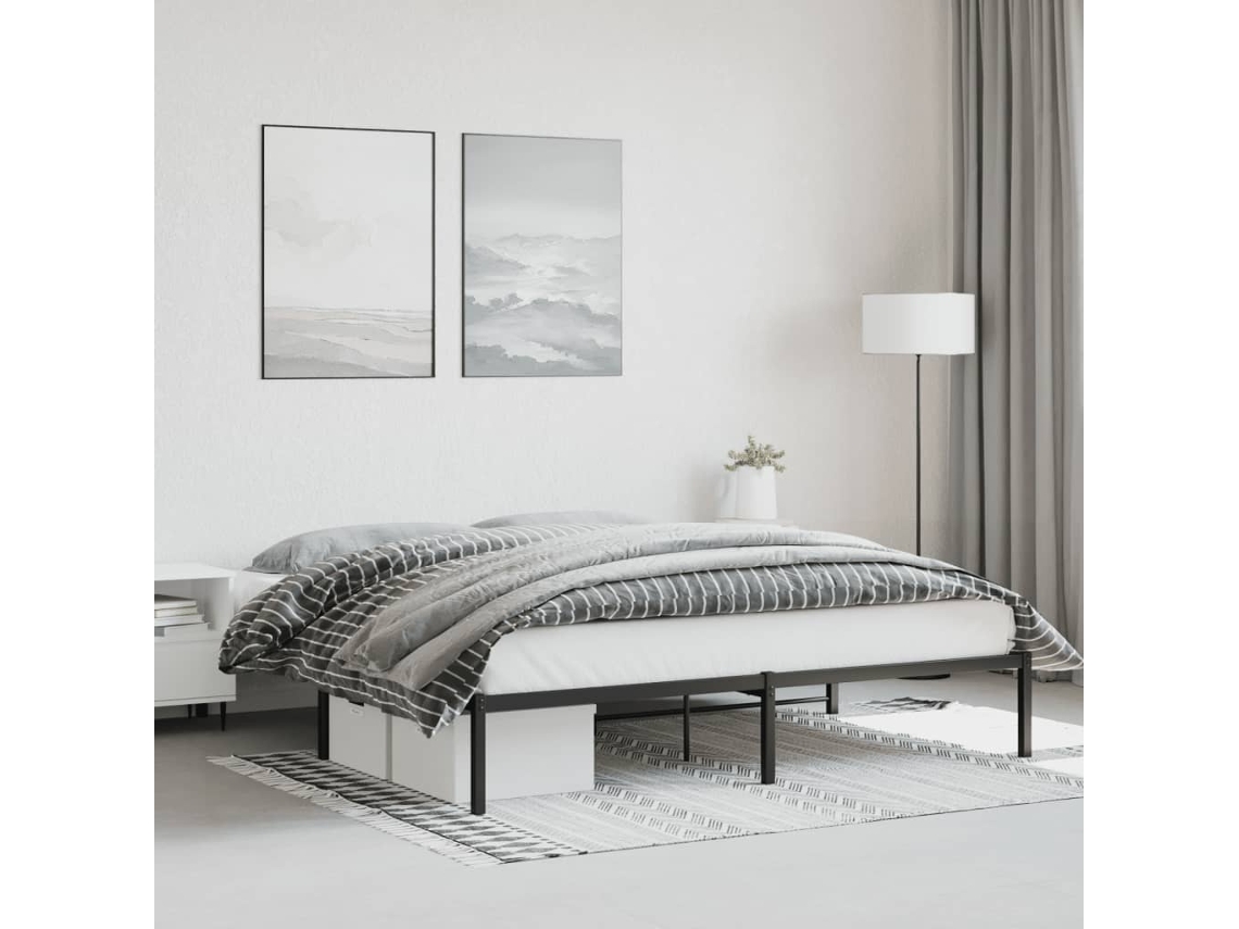 Vidaxl Estrutura De Cama 183x213 Cm Metal Preto