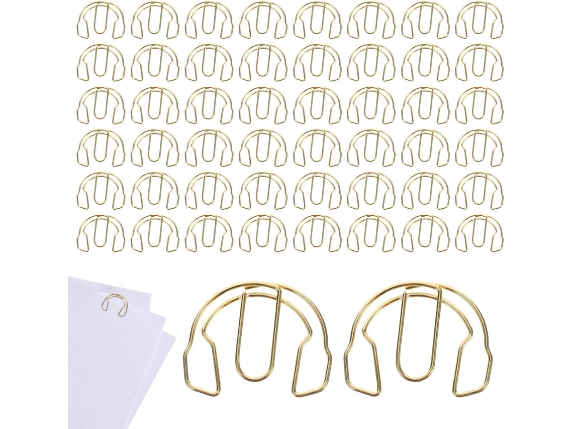50 unidades de clipes de papel decorativos em metal dourado