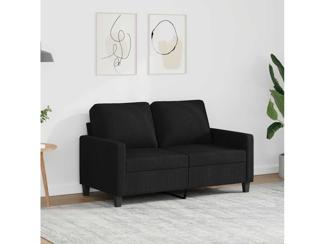 Vidaxl Sofá De 2 Lugares Tecido 120 Cm Preto