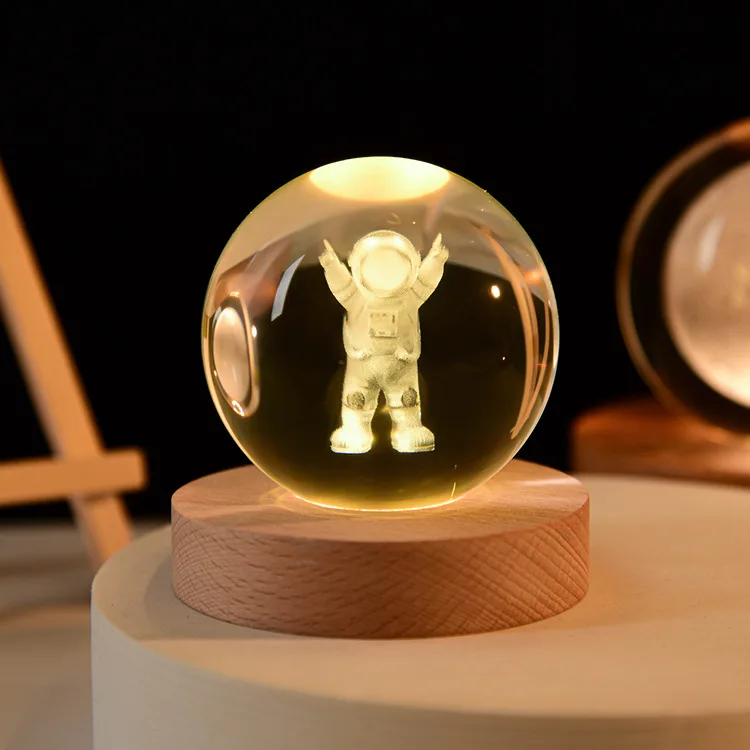 Ornamento de Bola de Cristal com Gravação a Laser 3d, Esfera Astronômica Galáxia com Base MDUG (estilo 1 60mm)