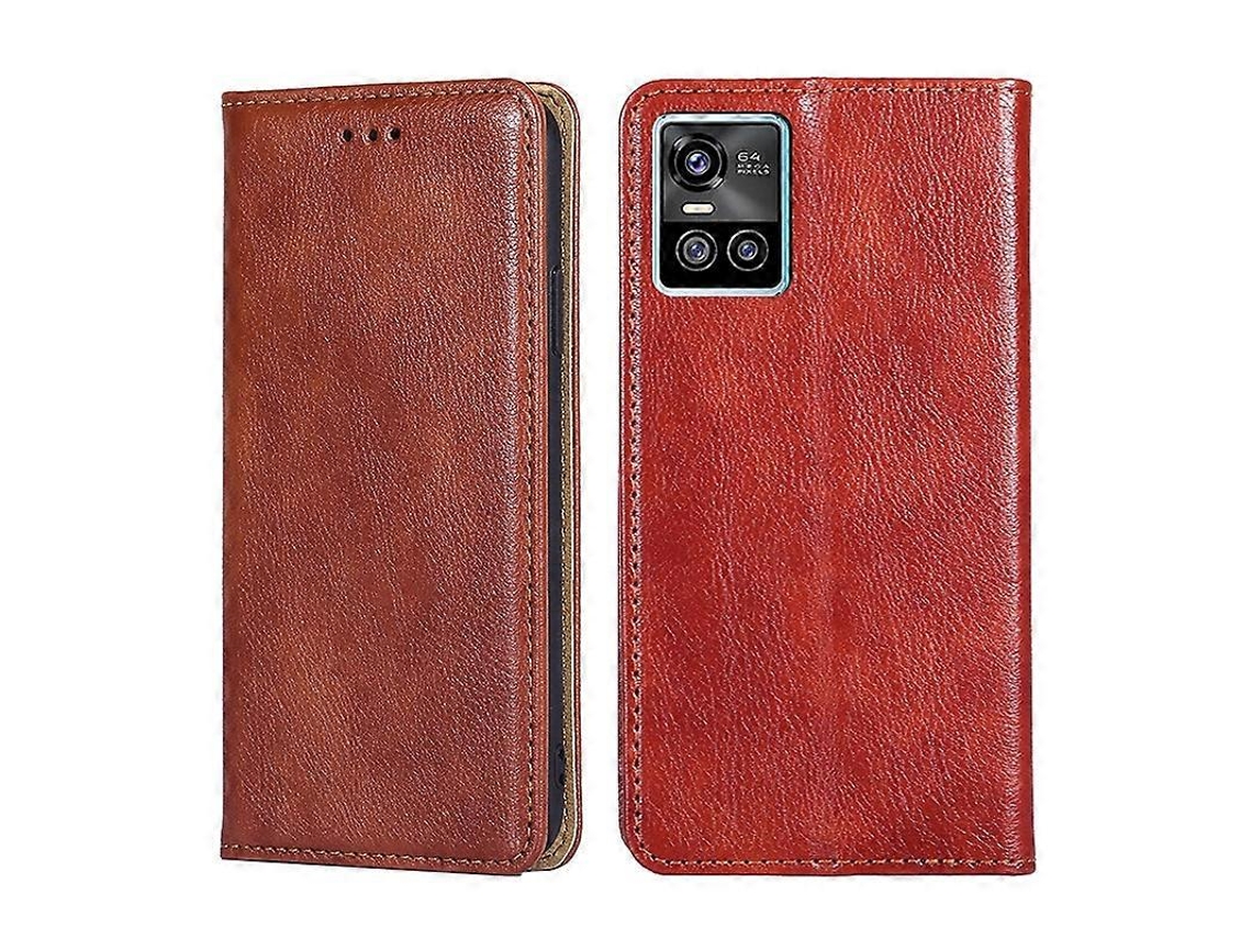 Capa De Celular Magnética De Couro Com Acabamento Brilhante E Cor Sólida Para Vivo S10 / S10 Pro