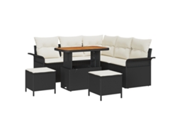 Conjunto 8 Sofá De Jardim Vidaxl Preto Vime Pe (90 X 55 X 71 Cm)