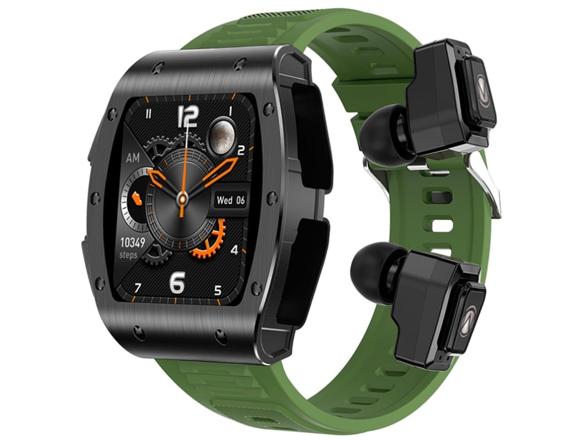 Smartwatch Tws 2 Em 1 Bluetooth Chamando Monitoramento De Oxigênio No Sangue Modos Multiesportivos De Saúde Verde Yunzii