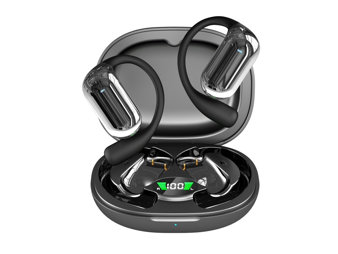 Fones de condução óssea de 5,4 polegadas, aberto, confortável MDUG (preto)