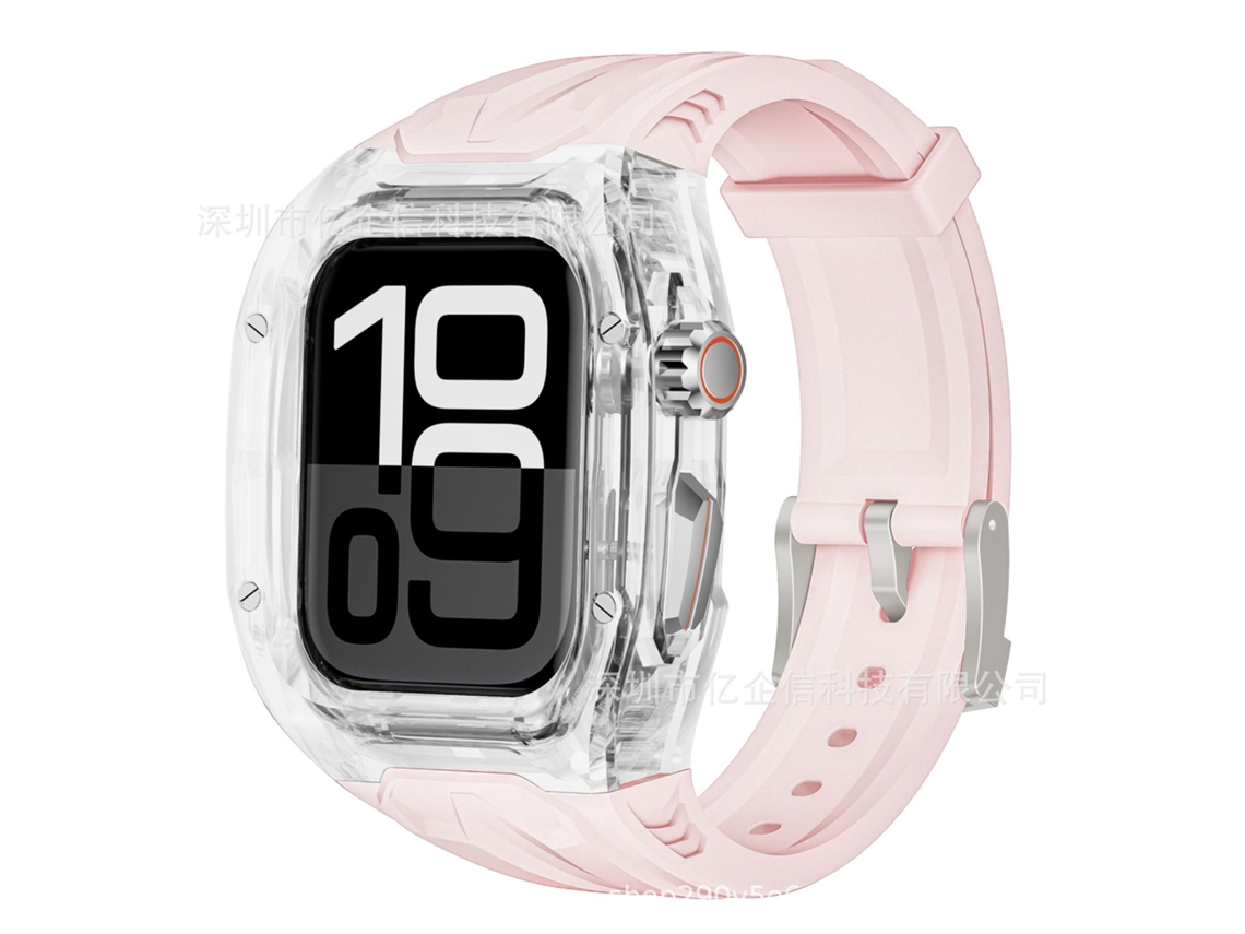 Bracelete Para Apple Watch 9/8/7/6/5/4 Se 3/2/1 40mm/41mm, Caixa Transparente De Policarbonato De Peça Única Rosa Claro Panoona