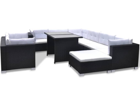 Conjunto de Jardim  Lounge 41878 (Preto - Rattan Vime - 108x66x70 cm - 10 Peças)