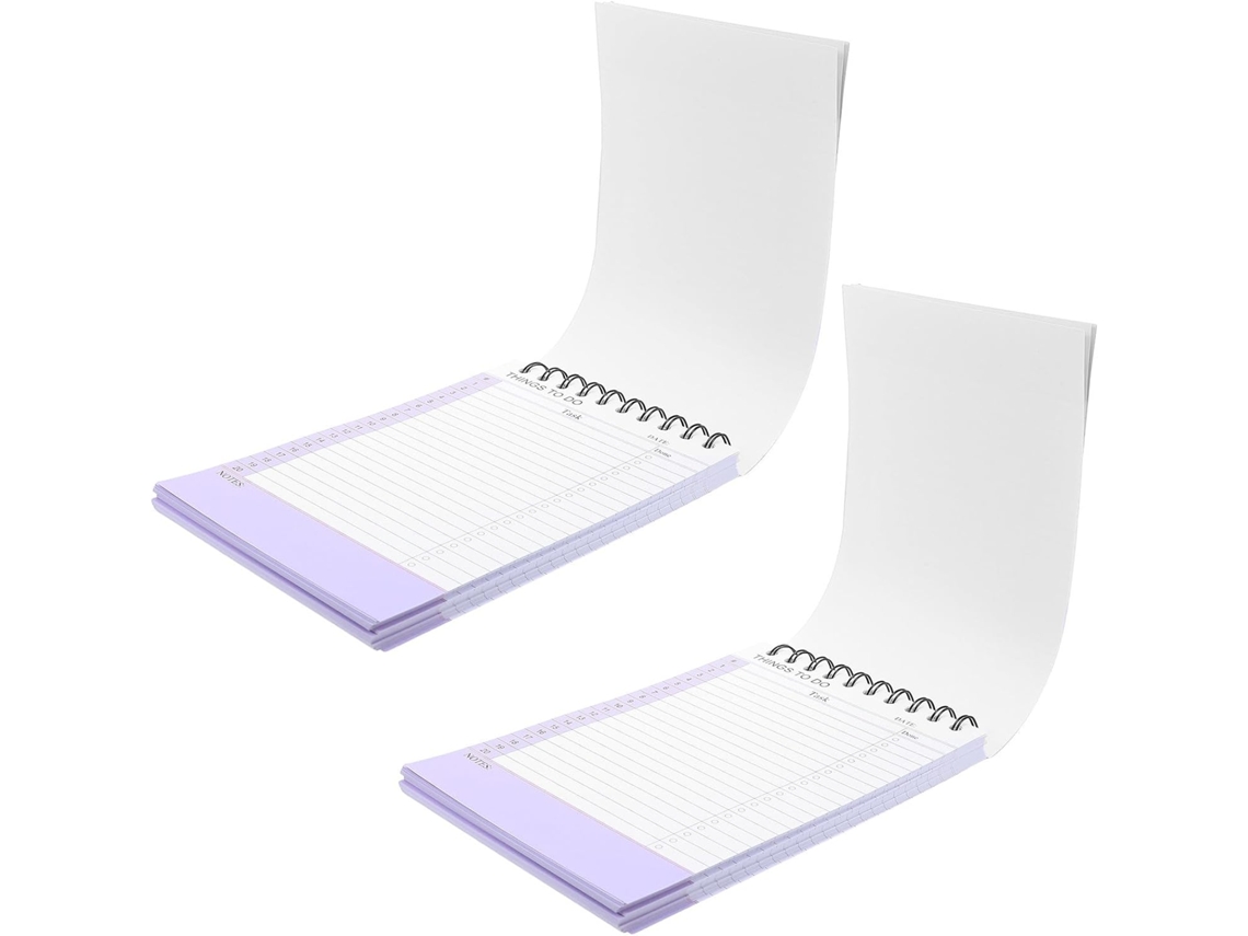 Lote De 2 Blocos-notas Em Espiral Para Planejamento Cotidiano, Papel E Metal, Páginas Destacáveis