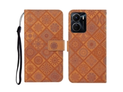 Capa De Couro Com Padrão Em Relevo Estilo Étnico Para Vivo Y16