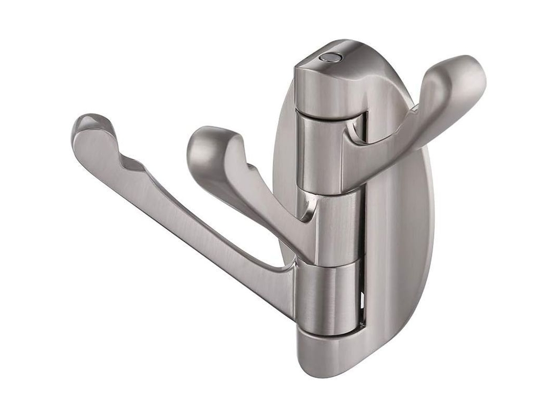 2026 ganchos de Metal Sólido Giratorios, Brazo Plegable Resistente, 3 Ganchos, Acero Inoxidable, Acanalado, 2 Piezas, para Baño, Cocina, Garaje