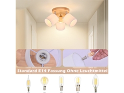 Nettlife Candeeiro De Teto Com 3 Focos Redondas Madeira Led E14 Inclinável 350° Para Cozinha Sala E Quarto, 25 W, Regulável, Para Uso Diário