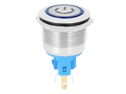 Interruptor De Botão Push Com Trava Automática De Aço Inoxidável 22mm 6 Pinos Dc12-24v 2pcs Azul