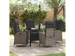 Vidaxl Conjunto De Jantar Para Jardim 5 Unid. Cinzeto Vime Pe