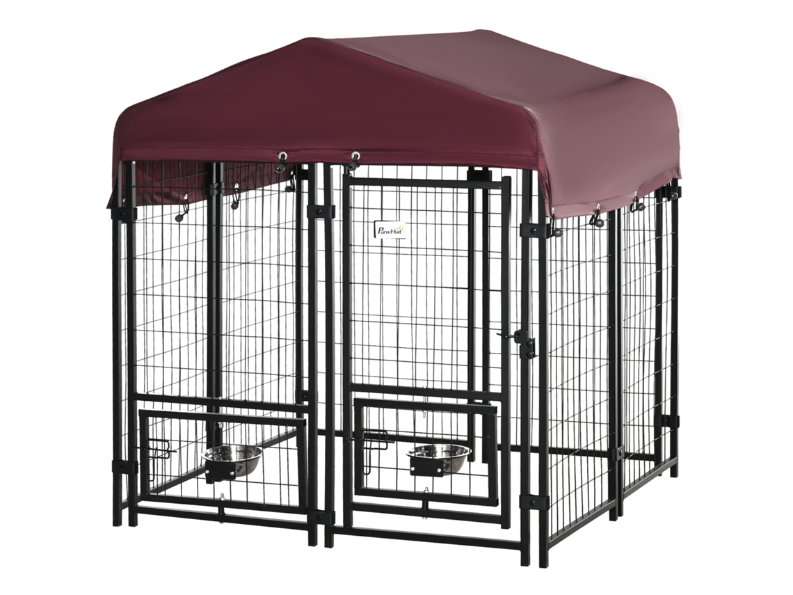 Chenil Extérieur For Chiens Parc À Chiot With Roof In Fabric Oxford With 2 Supports Of Bol Rotatifs 8 Panneaux Roof Résistant Aux Intempéries 120