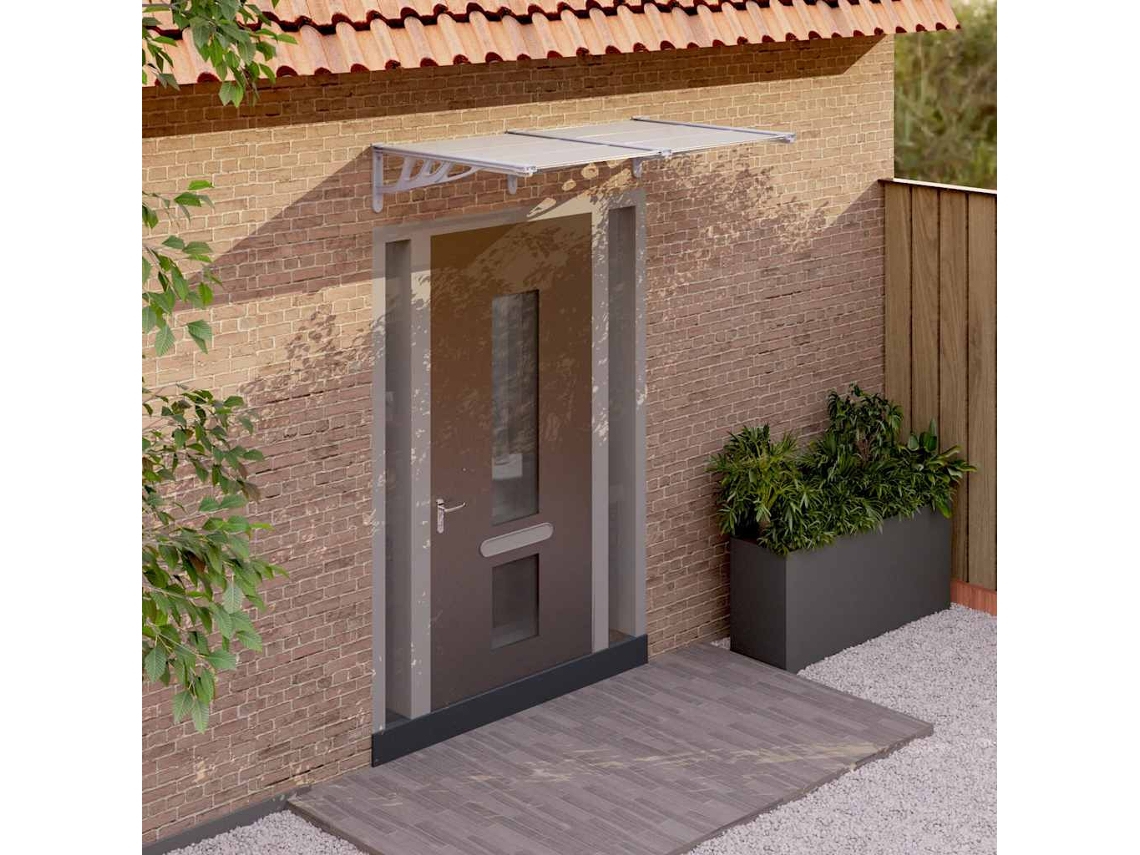 Vidaxl Toldo Para Porta 152,5x90cm Policarbonato Cinzento/transparente