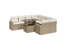 Conjunto de 9 Sofás para Jardim com Almofadões Vime Pe Bege MAISON EXCLUSIVE (90x200 cm)