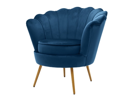 Poltrona de Veludo e Pernas de Metal Dourado com Desenho de Leque WE HOME 80X77X76cm